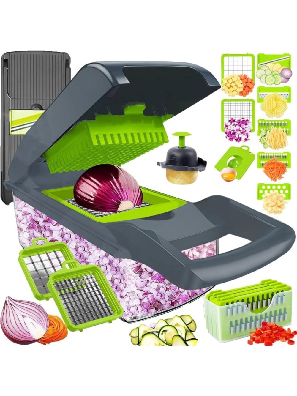 Versatile Vegetable Chopper & Dicer with Container | Stainless Steel Mandoline